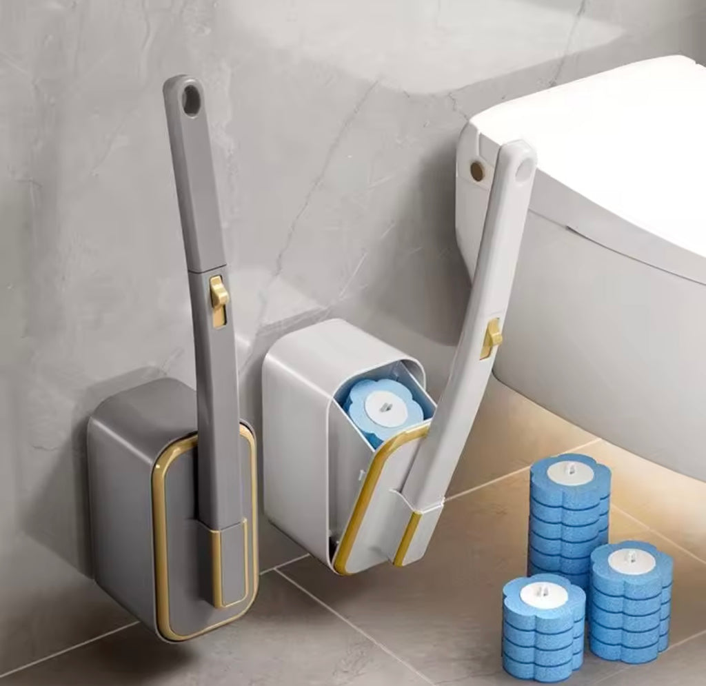 Wall-Mounted Toilet Brush & Automatic Cleaner Pod Holder Set