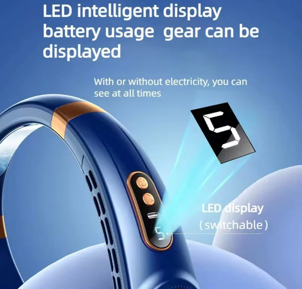 Portable Neck Fan with LED Display & Adjustable Speed